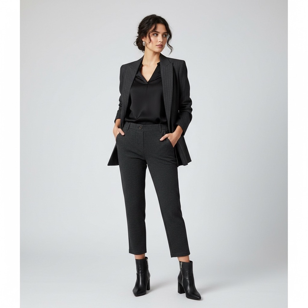 Betabrand Women’s Size Small Grey Pull-On Cropped Dress Pants